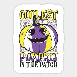 Gender Fluidity Coolest Pumpkin In The Patch Non-Binary Flag Jack O’ Lantern Sticker